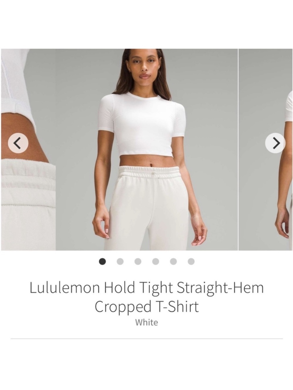 NWT Lululemon Hold Tight Straight Hem Ribbed White Cropped Tee Shirt Sz 6